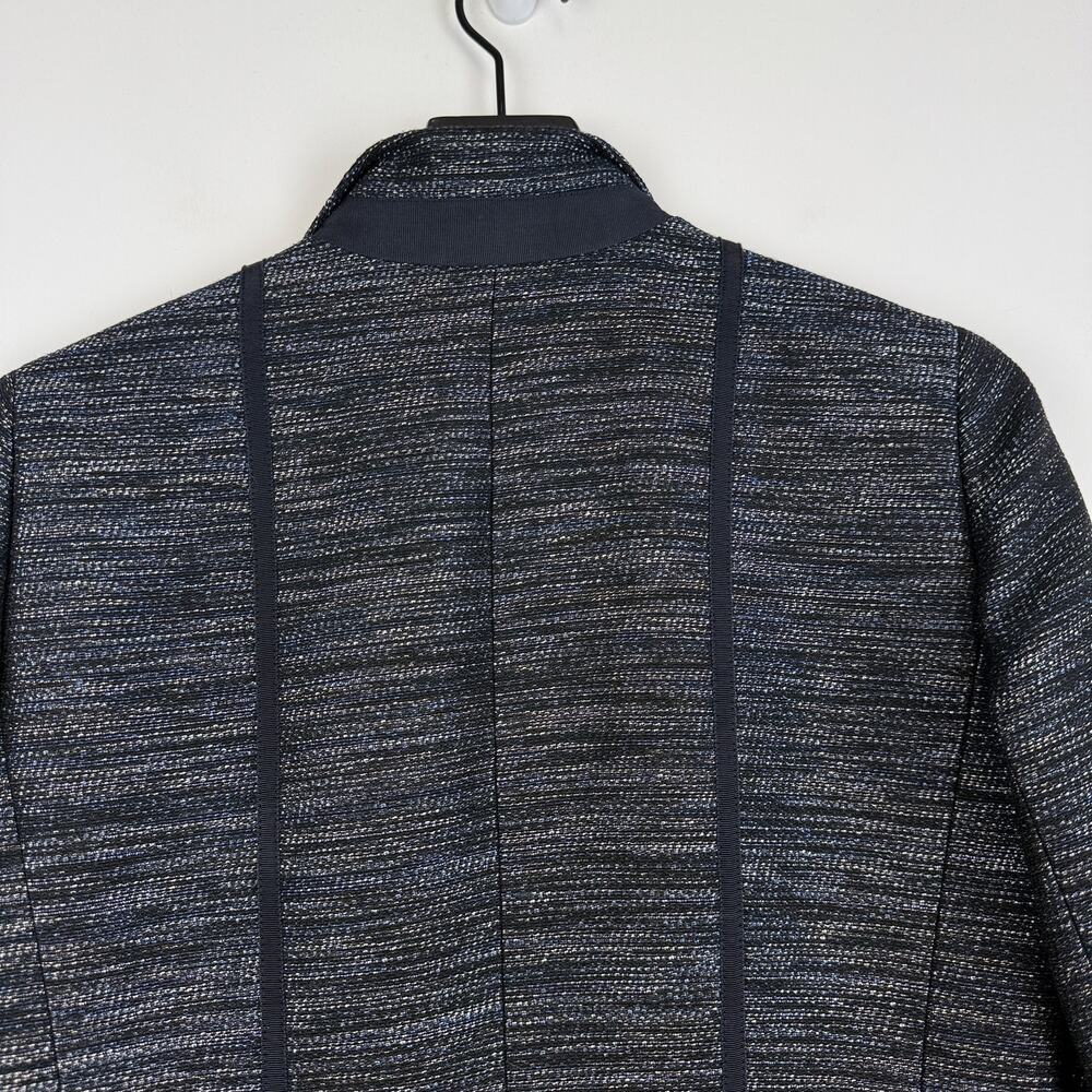 Lafayette 148 Woven Zip Up Dressy Jacket Navy Blue Black Wool Blend - Size 6 - Picture 7 of 10
